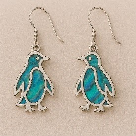 Penguin Paua Hook Earrings